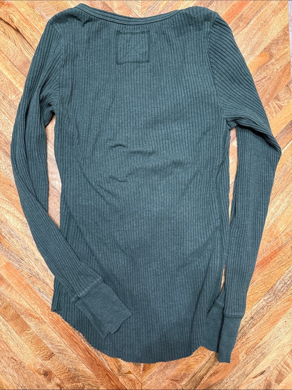 aerie Ribbed Henley Long Sleeve Top - Forest Green Women’s Size M - Picture 7 of 7